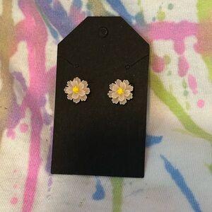 Floral Stud Earrings with Yellow Center